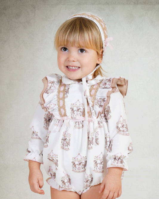 Babine Baby Girl Carousel Print Romper Set