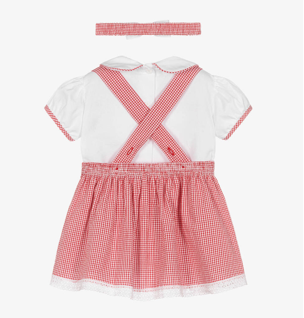 Pretty Originals Girls Red Gingham Cotton Skirt Set