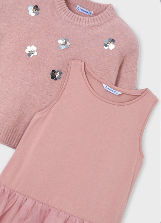 Mayoral Girls Pink Sparkly Dress Set