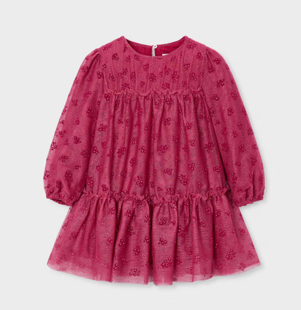 zara pink ruffle tulle dress Mayoral Girls Red Tulle Dress – Little Darlings Closet
