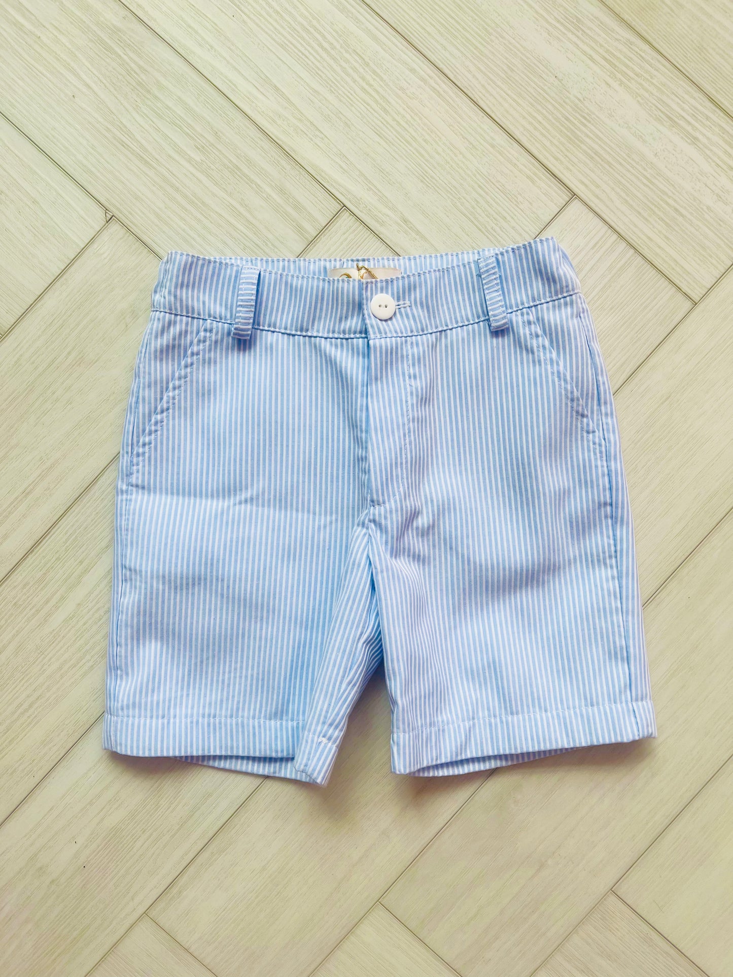 Meraki Boys Blue Stripe Cotton Shorts