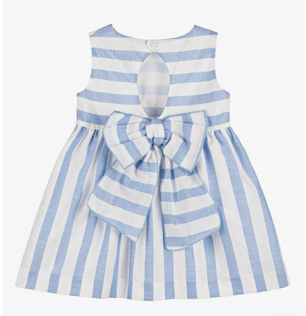 Miranda Girls Blue & White Striped Cotton Dress