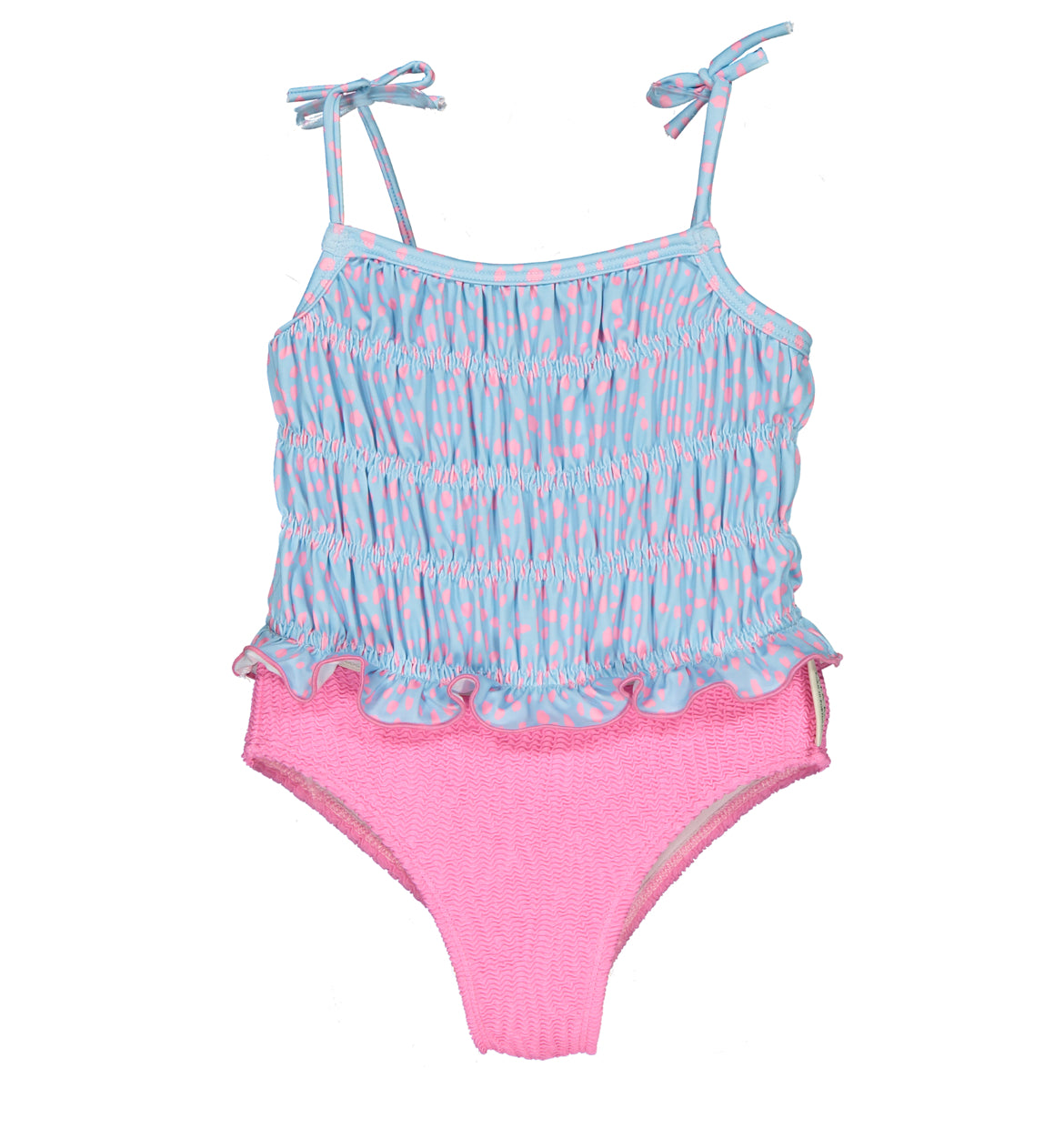 Paper Boat Girls Pink & Blue Ruched Swimming Costume