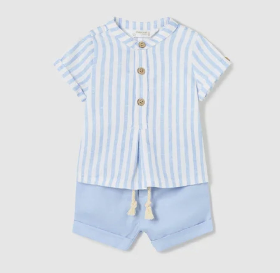 Mayoral Baby Boy Blue & White Stripe Shorts Set