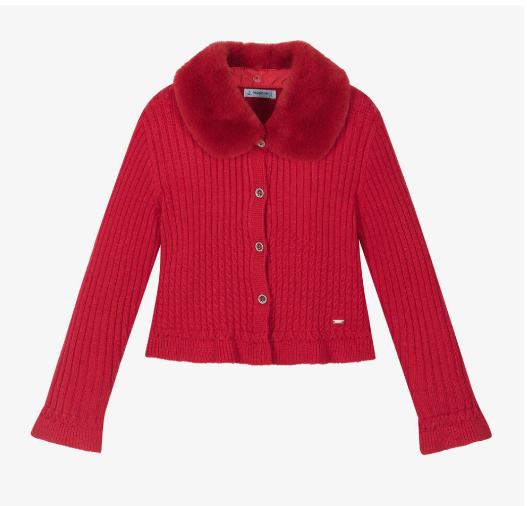 Mayoral Girls Red Knit Cardigan