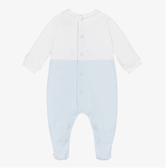 Emile et Rose Fox Baby Boy Blue & White Cotton Babygrow