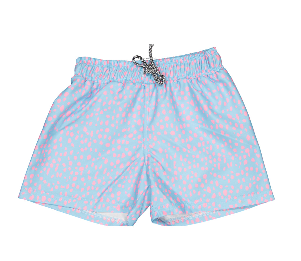 Paper Boat Boys Blue & Pink Dot Swim Shorts