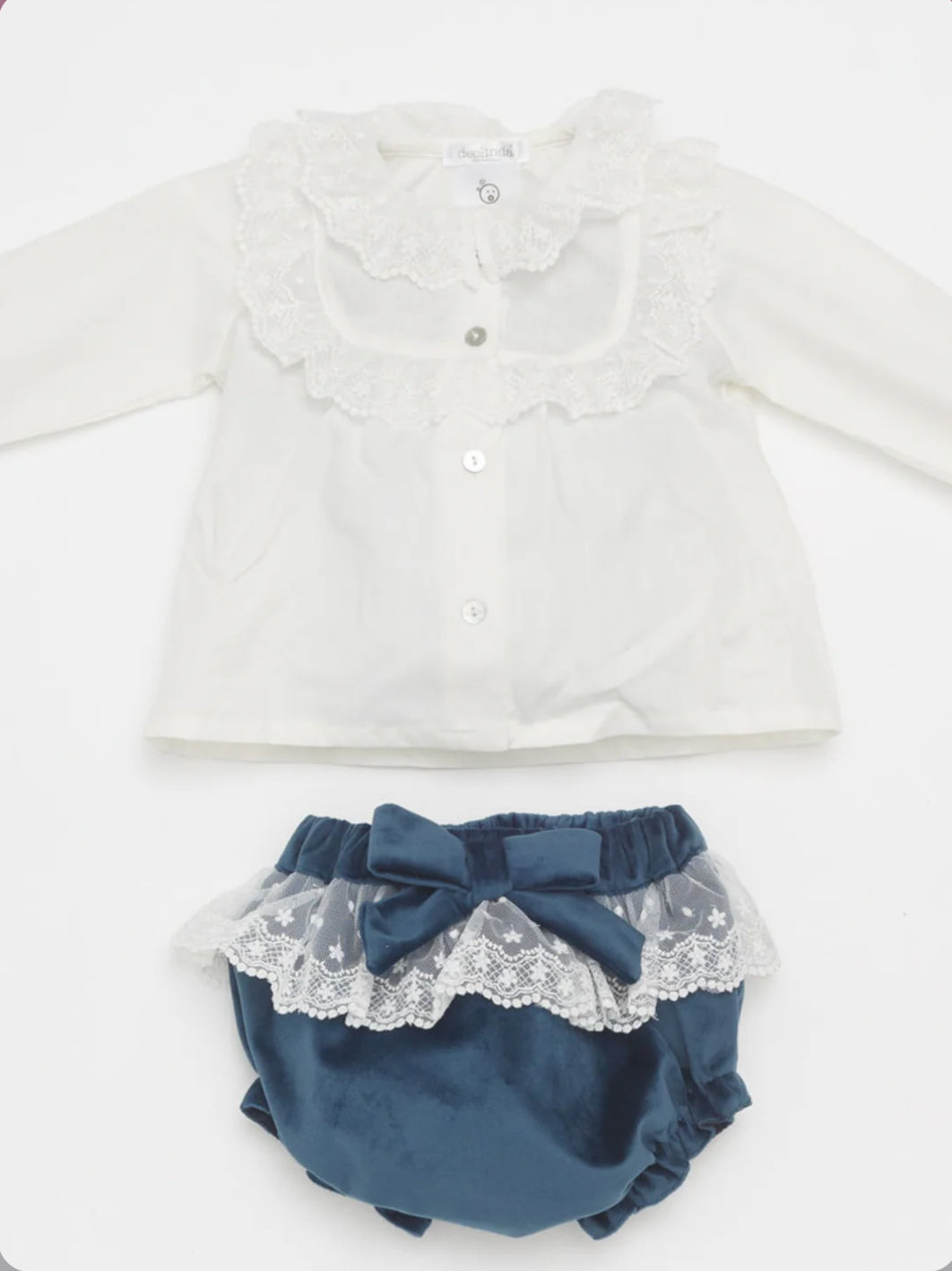 Deolinda Baby Girl Blue & Ivory Outfit