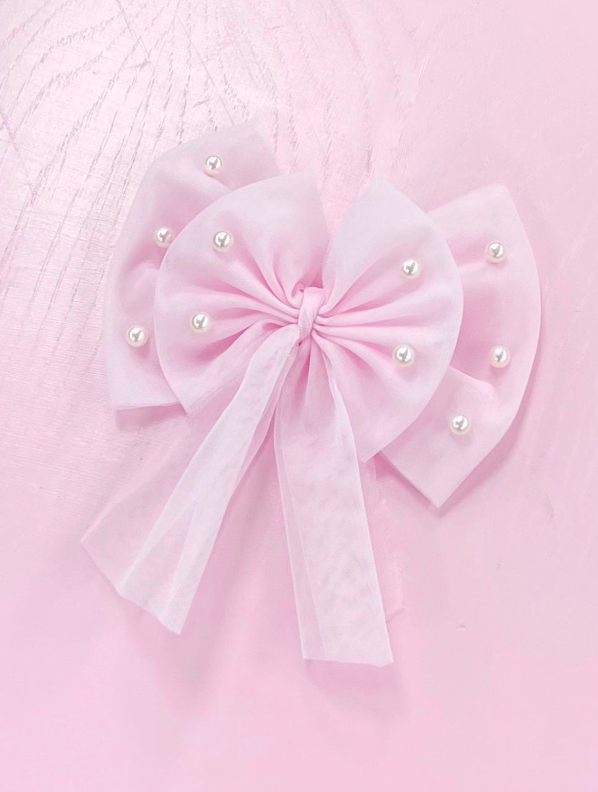 Caramelo Kids Girls Pink Pearl Hair Bow with Clip 349758
