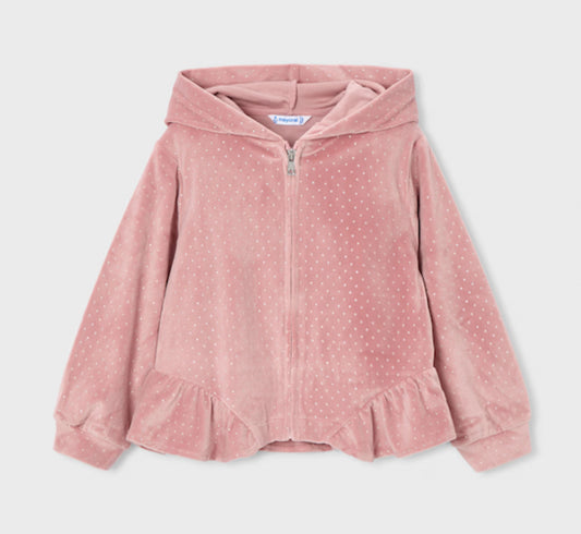 Mayoral Girls Pink & Ivory Sparkly Velour Tracksuit 3 Piece Set