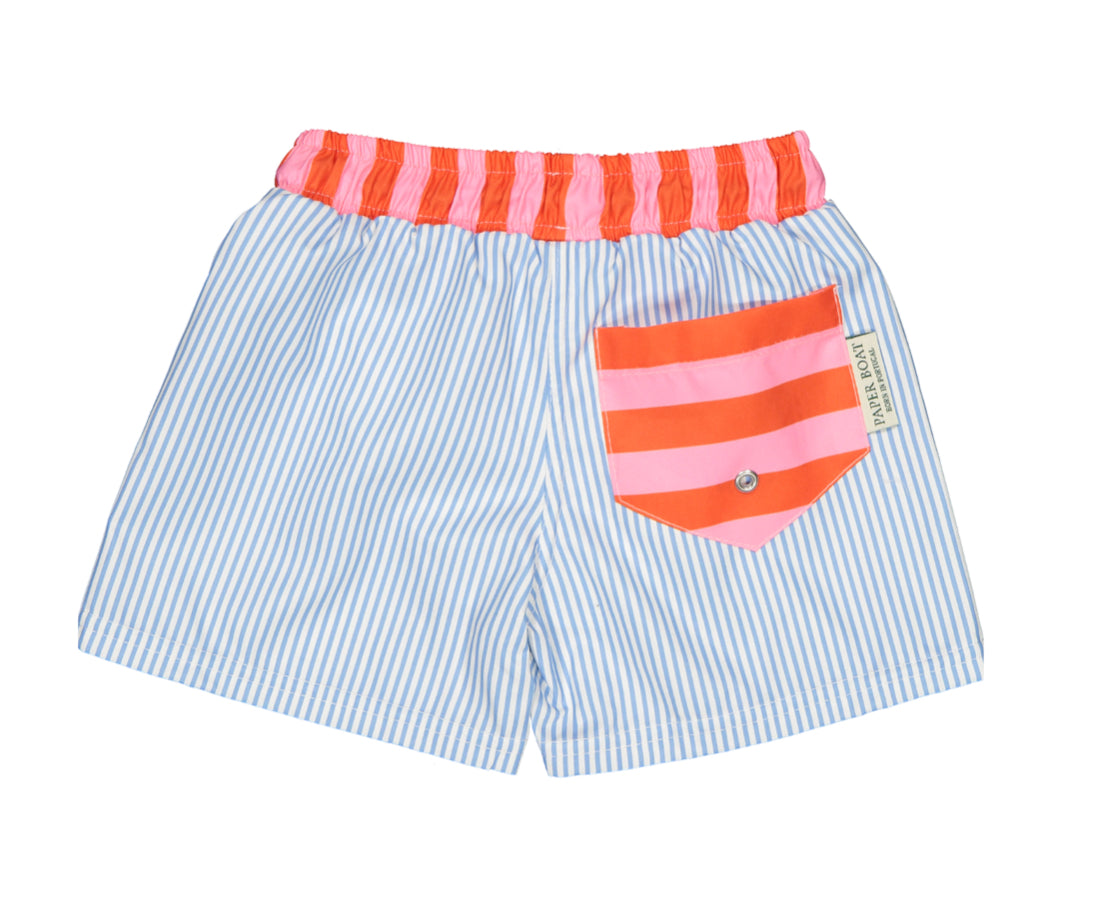 Paper Boat Boys Blue Stripe Swim Shorts