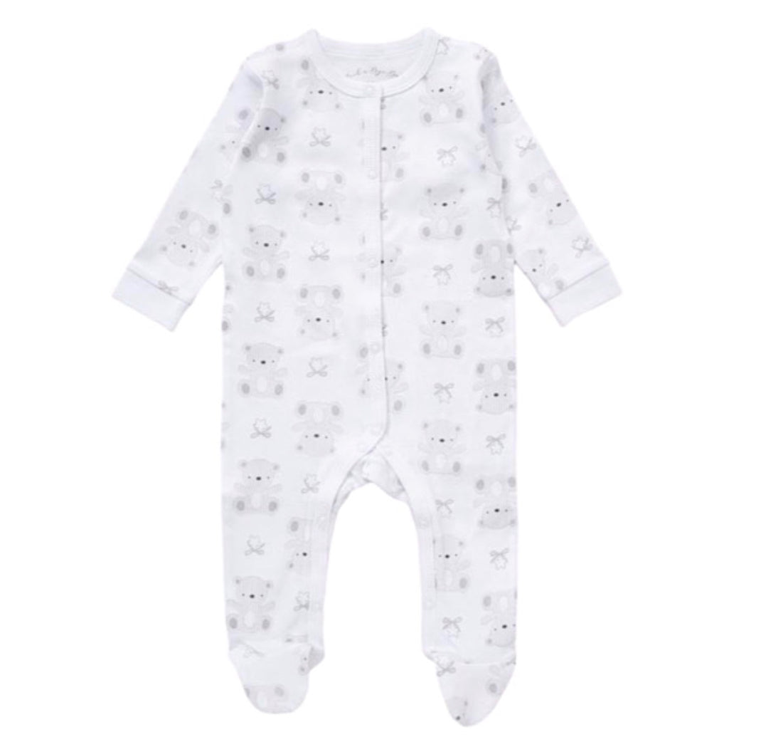 Baby Unisex White Teddy Motif 5 Piece Cotton Layette Gift Set