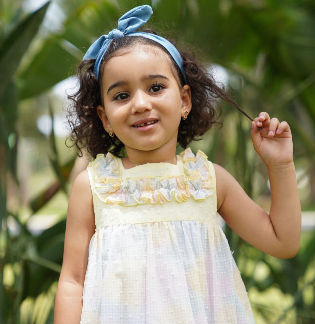 Miral Baby Girl Yellow & Pink Cotton Romper