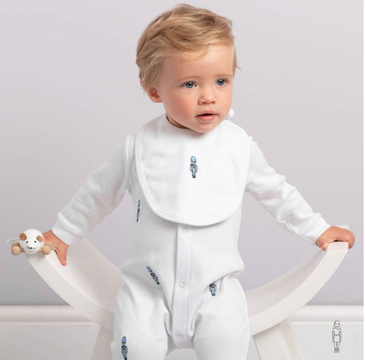 Caramelo Kids Baby Boy White Babygrow & Bib Set