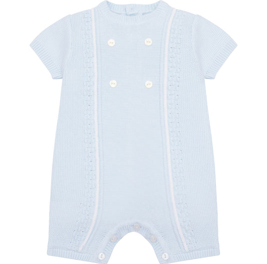 Emile et Rose James Baby Boy Blue Knitted Cotton Romper