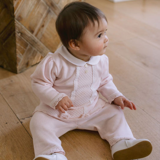 Emile et Rose Kacey Baby Girl Pink Knit Tracksuit