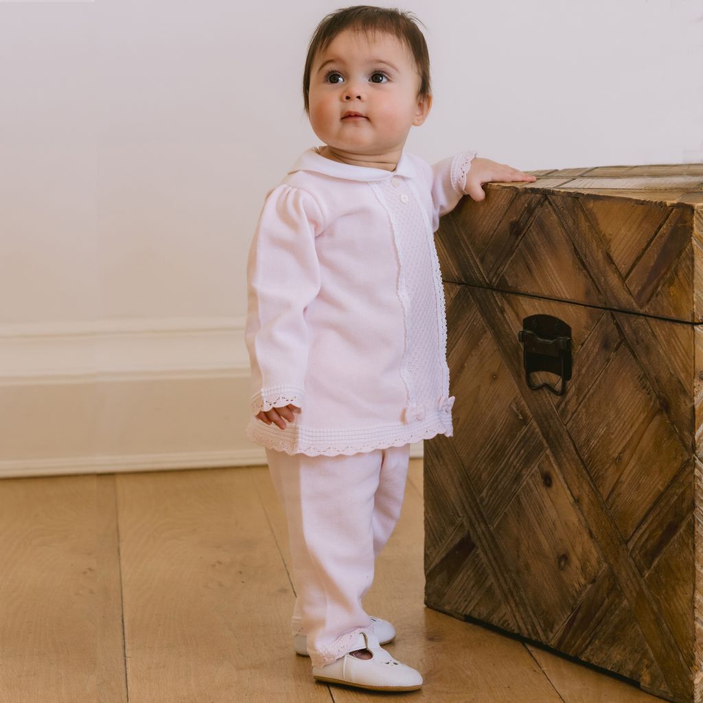 Emile et Rose Kacey Baby Girl Pink Knit Tracksuit