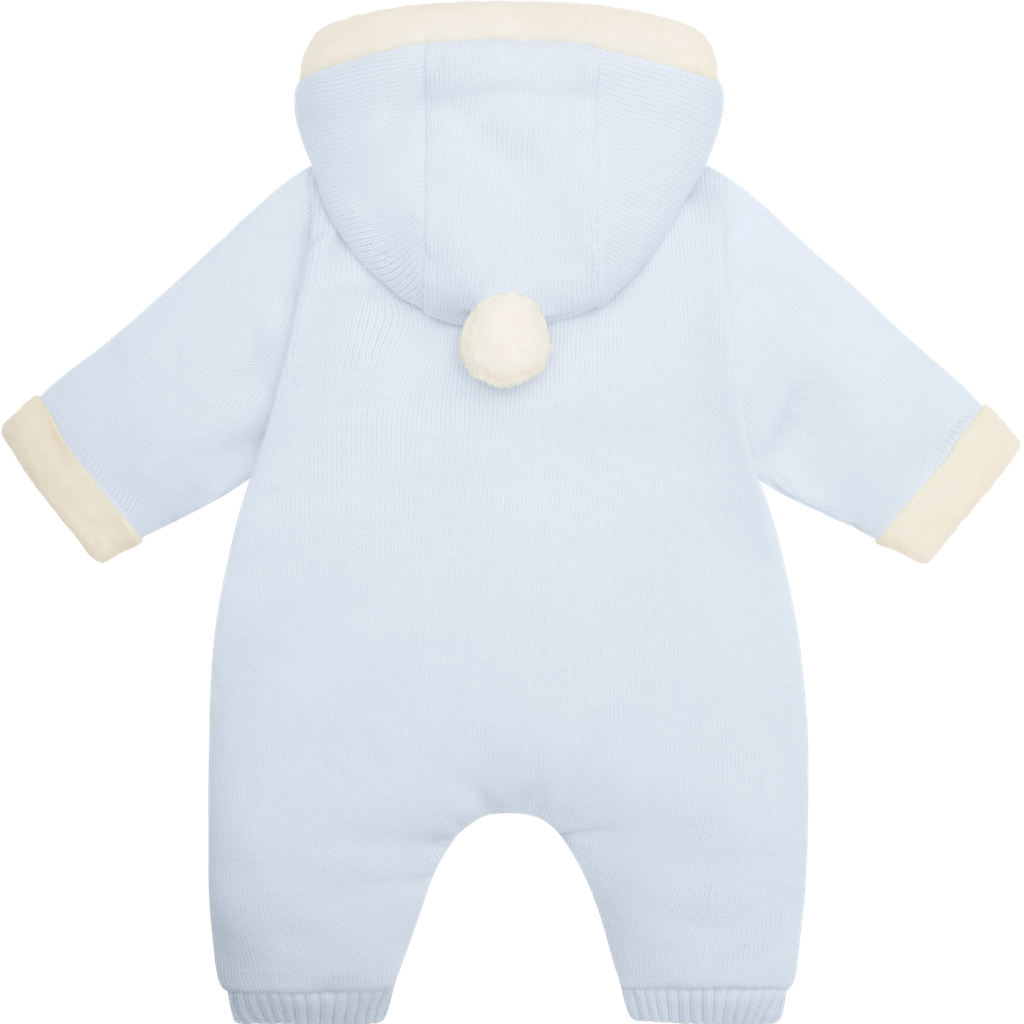 Emile et Rose Kane Baby Blue Knit Hooded Pramsuit