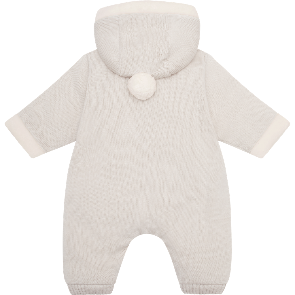 Emile et Rose Kane Unisex Baby Beige Knit Hooded Pramsuit