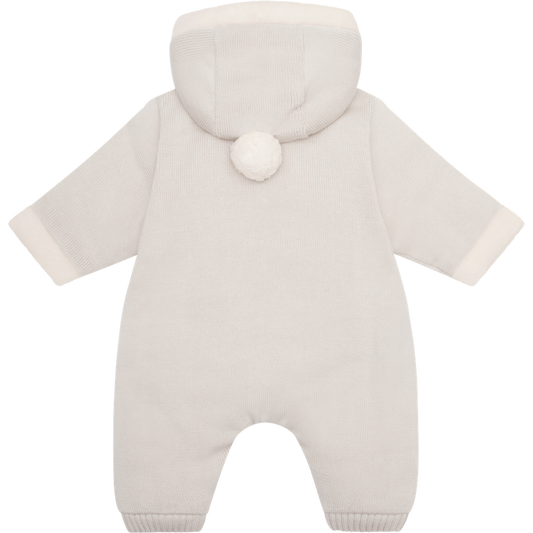Emile et Rose Kane Unisex Baby Beige Knit Hooded Pramsuit