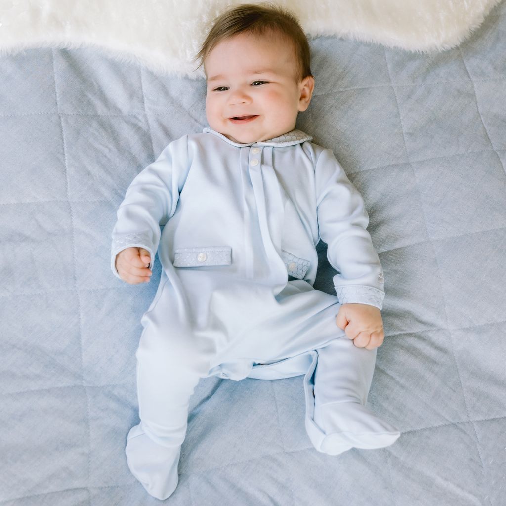 Emile et Rose Kenny Baby Boy Blue Cotton Babygrow