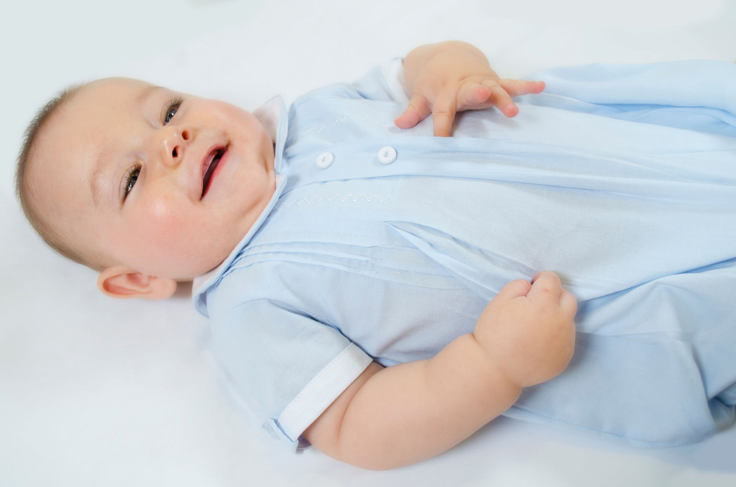 Pretty Originals Baby Boy Blue Cotton Romper