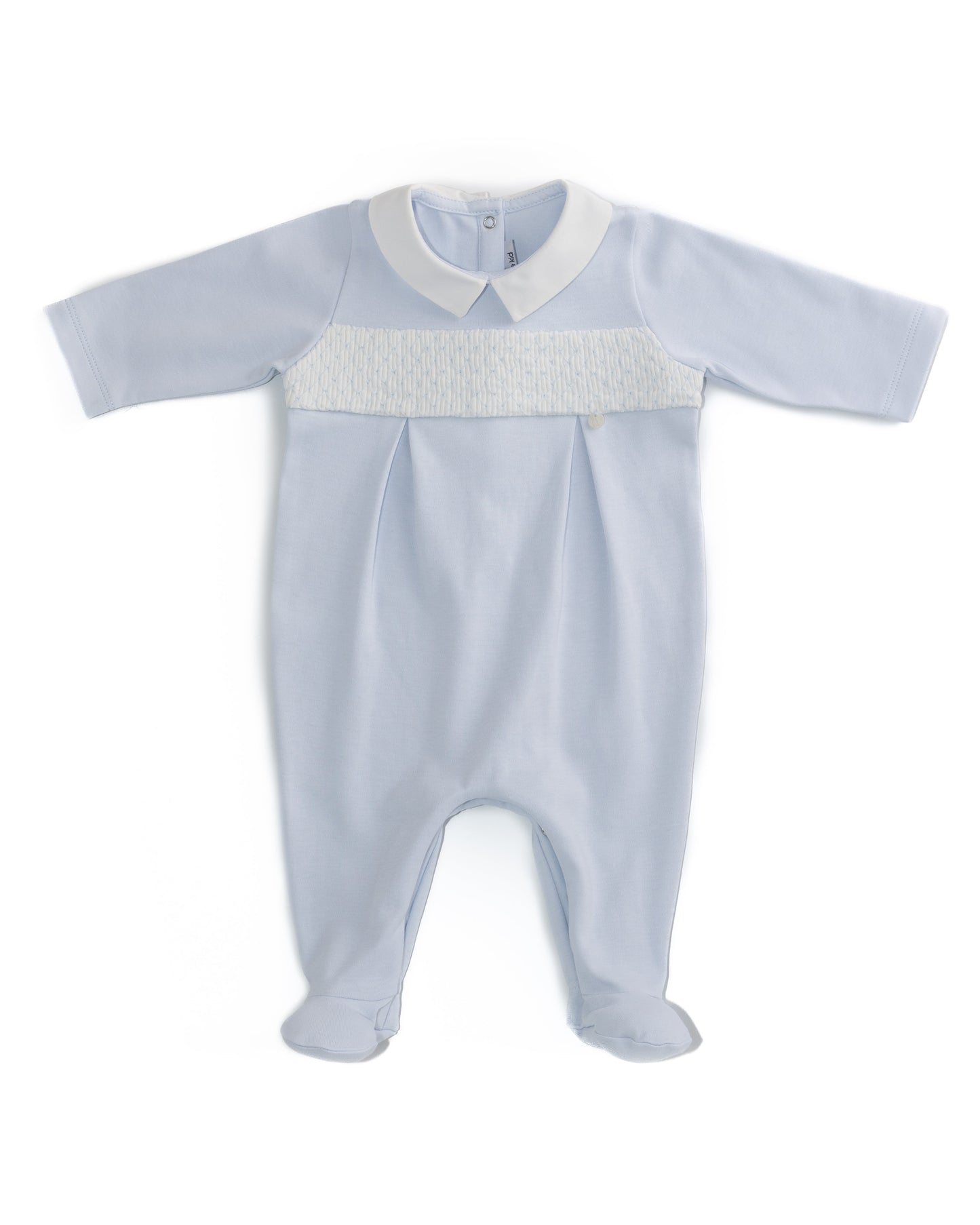 Be More Kid Baby Boy Blue Cotton Smocked Babygrow