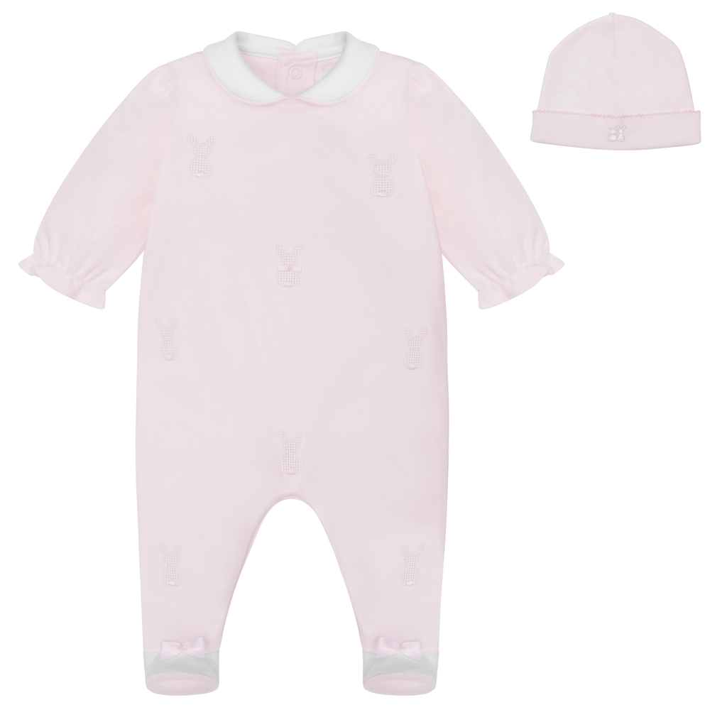 Emile et Rose Kallie Baby Girl Pink Cotton Babygrow & Hat Set