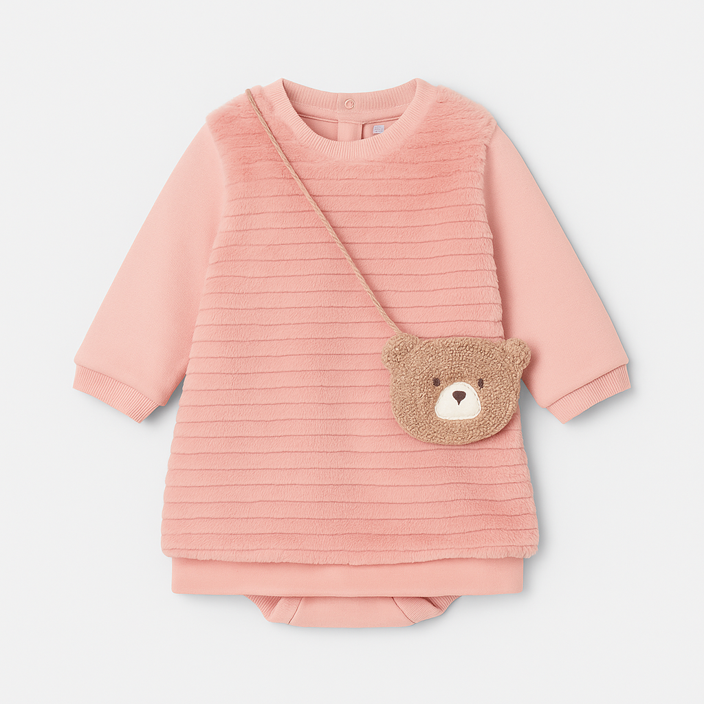 Mayoral Girls Pink Jumper Dress with Bag