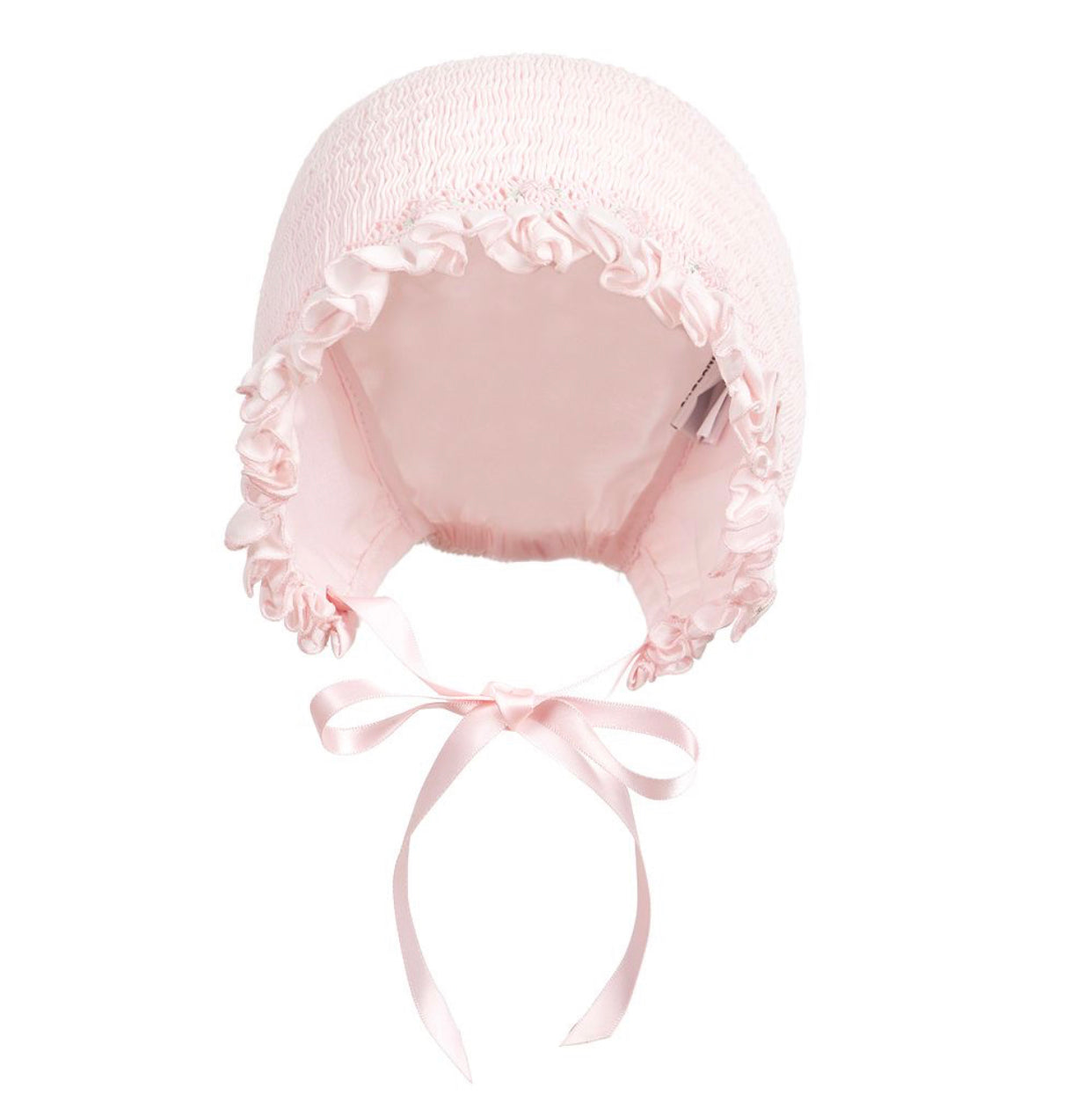 Sarah Louise Baby Girl Pink Smocked Cotton Bonnet