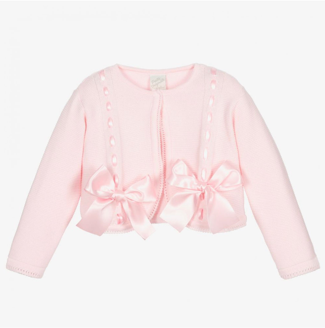 Pretty Originals Girls Pink Bow Cardigan
