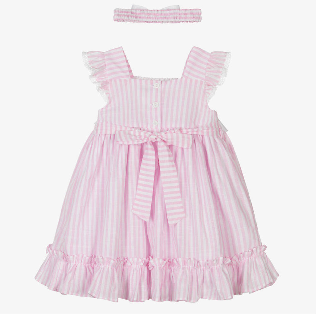 Pretty Originals Girls Pink Stripe Dress Set
