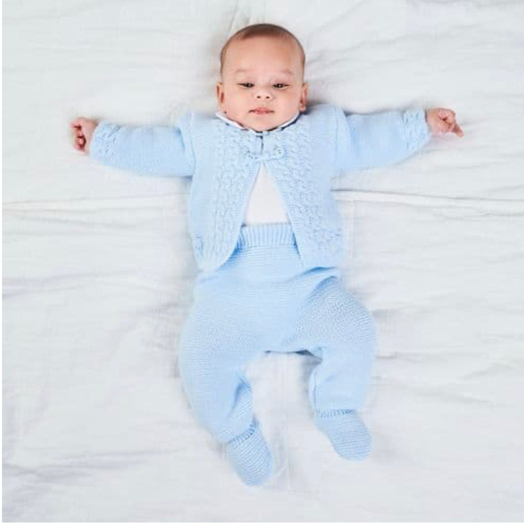 Dandelion Blue Cable Knit Baby Set