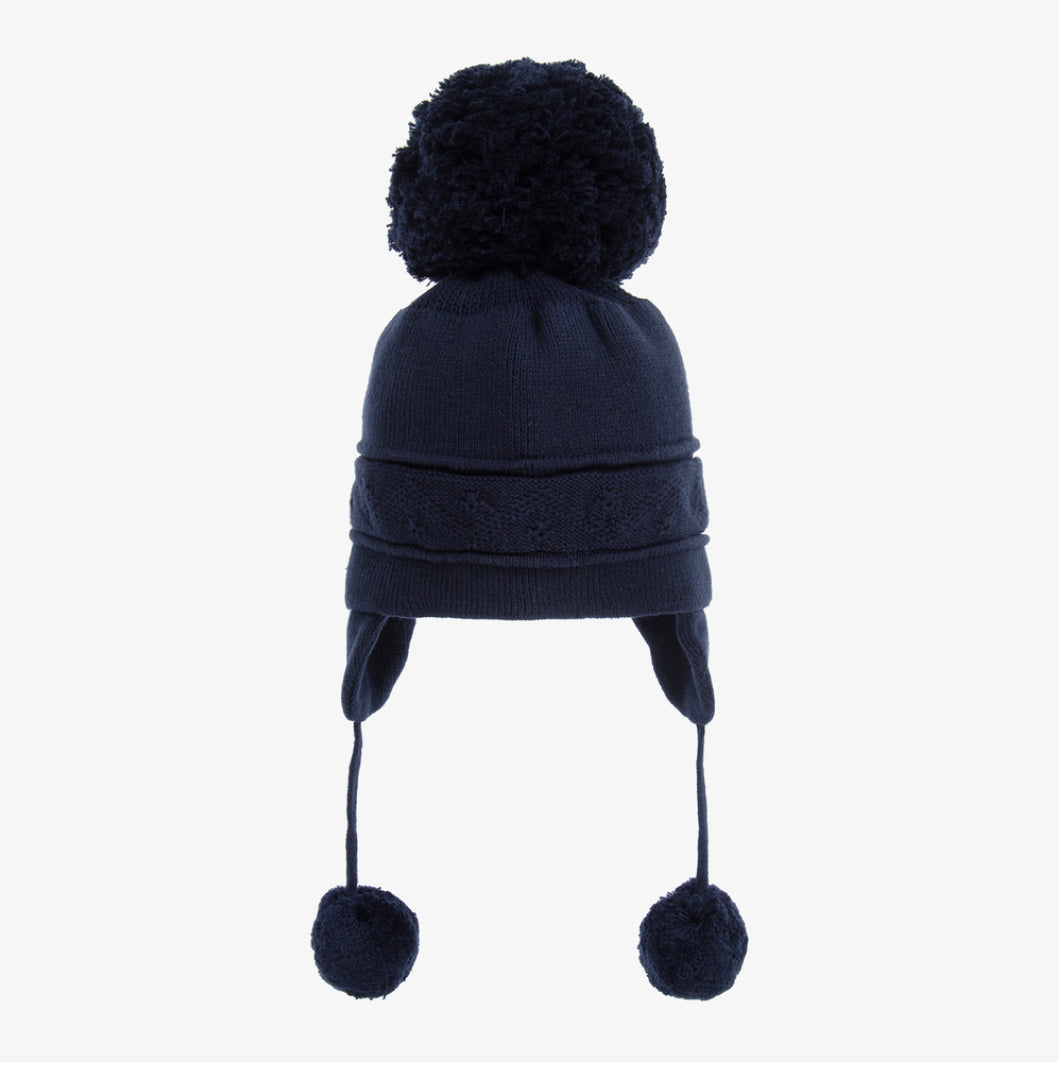 Emile et Rose Navy Cotton Pom Pom Hat