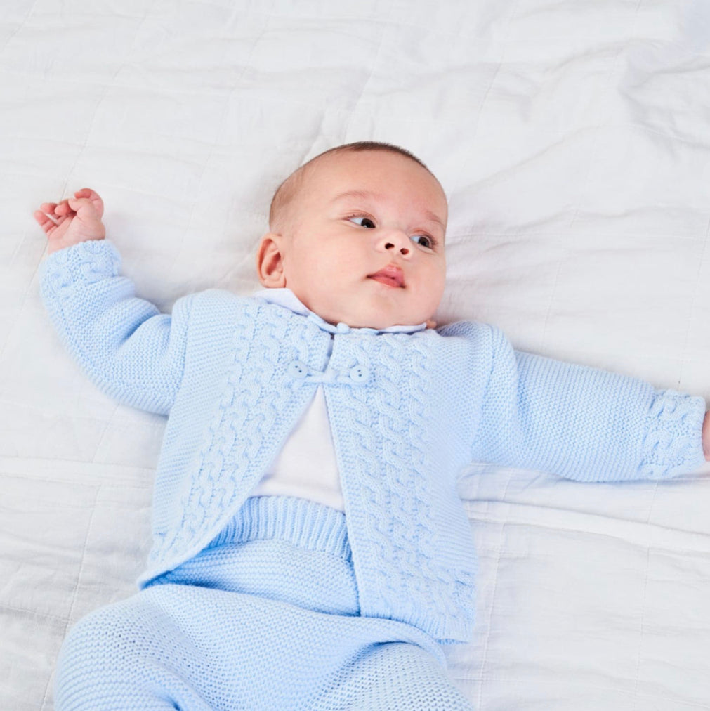 Dandelion Blue Cable Knit Baby Set