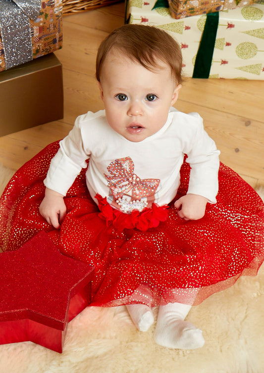 Caramelo Kids Baby Girl Red Tulle Skirt Set