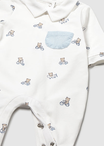 Mayoral Baby Boy Blue & Ivory Teddy Bear Babygrows