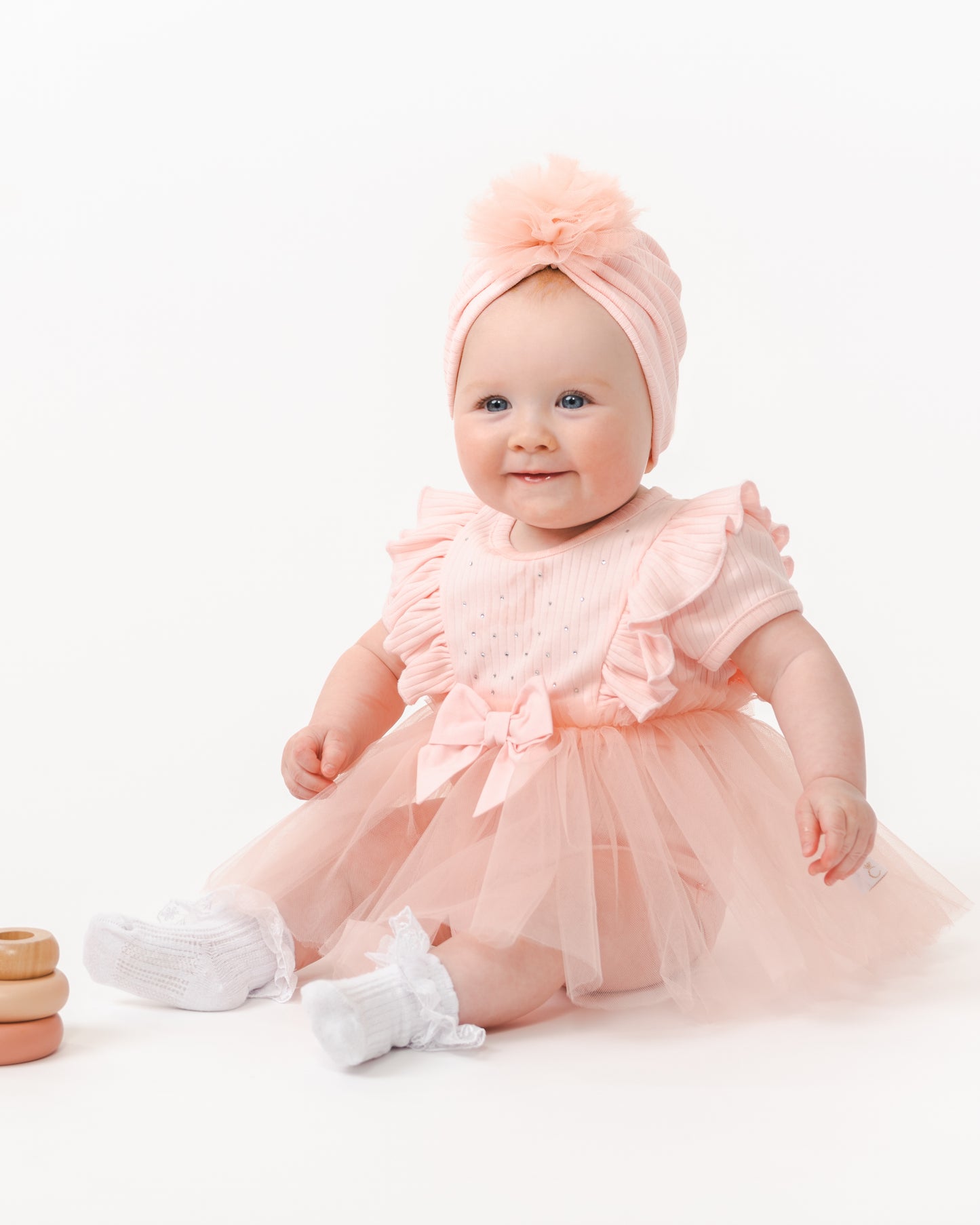 Caramelo Kids Baby Girl Pink Tulle Dress & Turban Set
