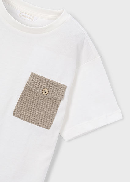 Mayoral Boys Beige & White Cotton Shorts 3 Piece Set