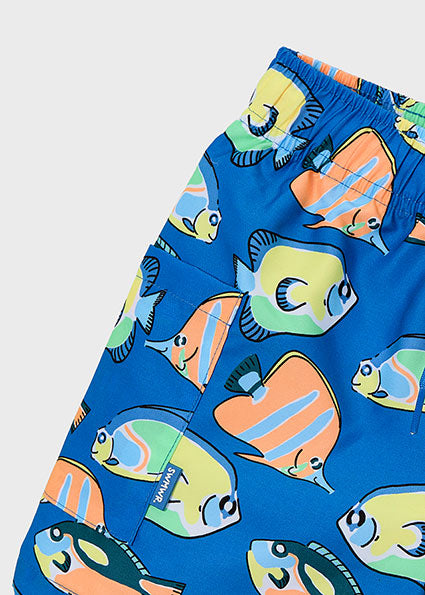 Mayoral Boys Blue Fish Print Swim Shorts