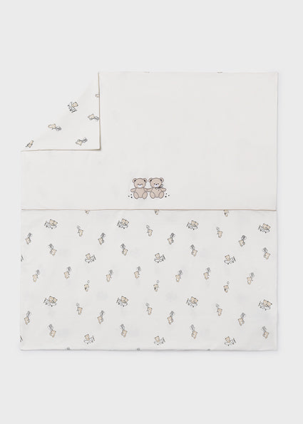 Mayoral Baby Unisex Cotton Ivory & Beige Teddy Motif Blanket