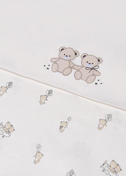 Mayoral Baby Unisex Cotton Ivory & Beige Teddy Motif Blanket