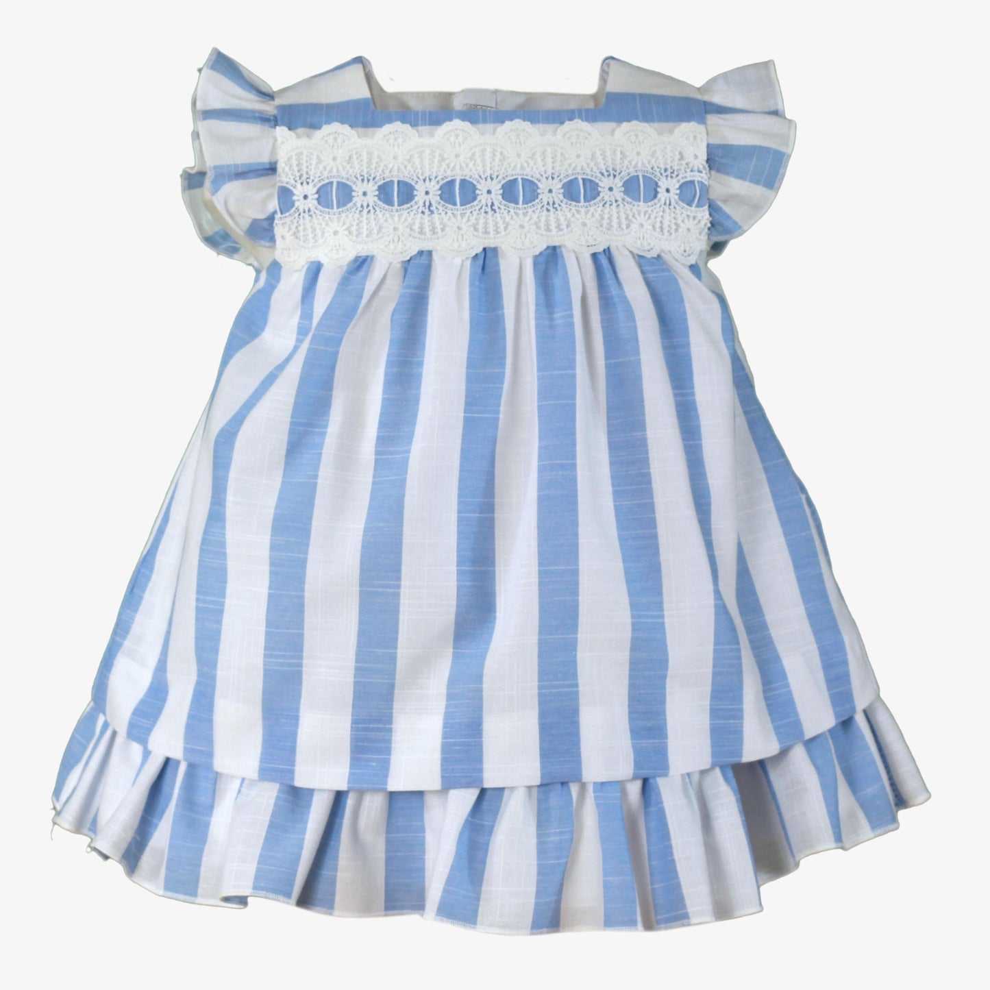Miranda Baby Girl Blue & White Stripe Cotton Dress