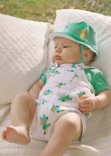 Mayoral Baby Boy Green & White Dinosaur Dungaree Set