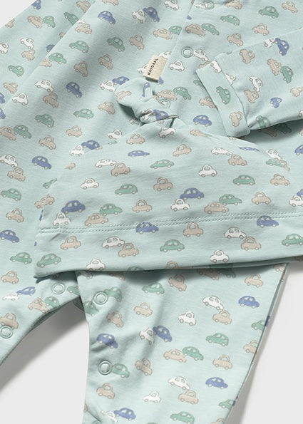 Mayoral Baby Boy Green Car Motif Babygrow & Hat Set