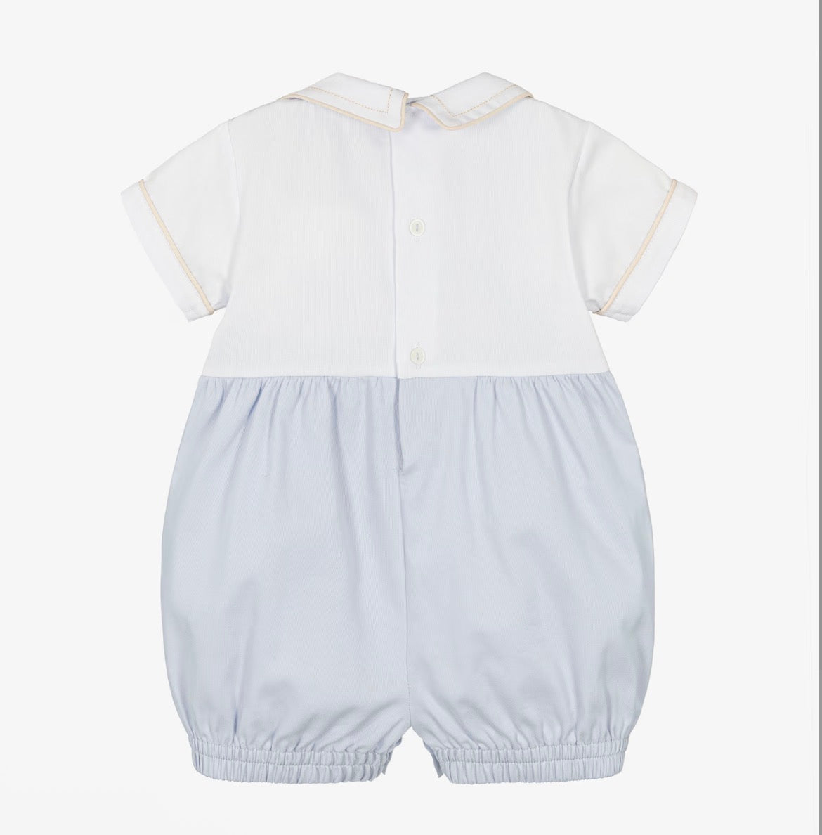 Pretty Originals Boys Blue & White Cotton Romper