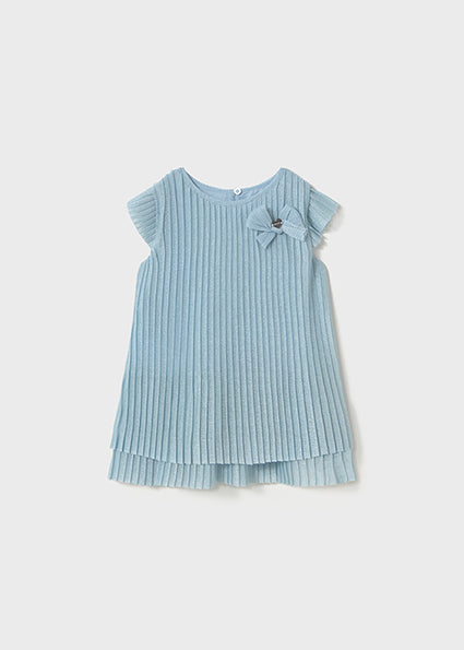 Mayoral Girls Blue Shimmer Pleated Tulle Dress