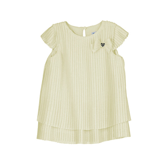 Mayoral Girls Ivory Shimmer Pleated Tulle Dress