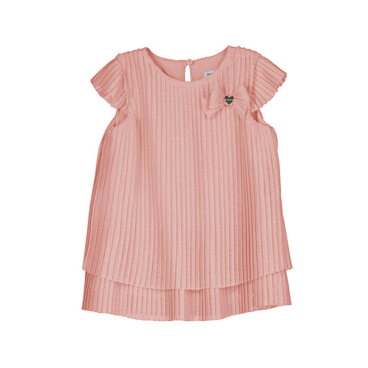 Mayoral Girls Pink Shimmer Pleated Tulle Dress