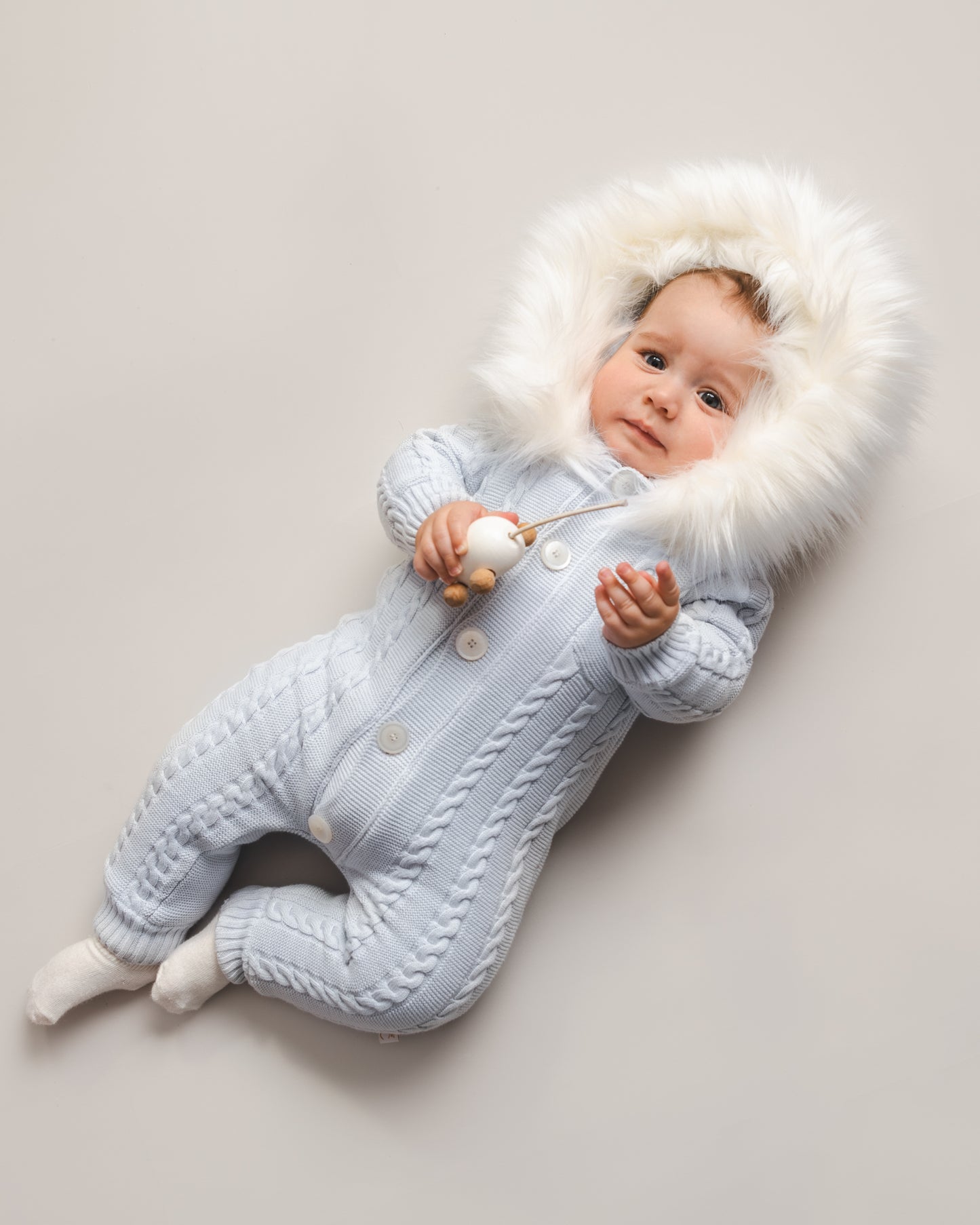 Caramelo Kids Blue Cable Knit Baby Pramsuit